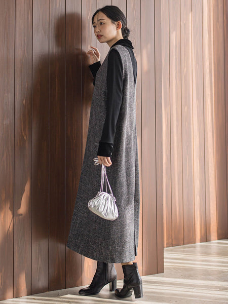 ツィードVネックジャンスカワンピース