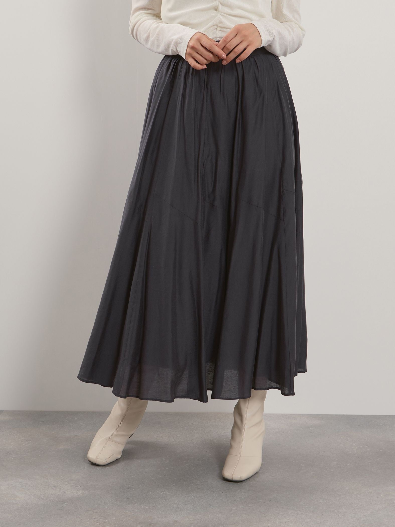 シルキーローンウエストプリーツスカート≪手洗い可能≫