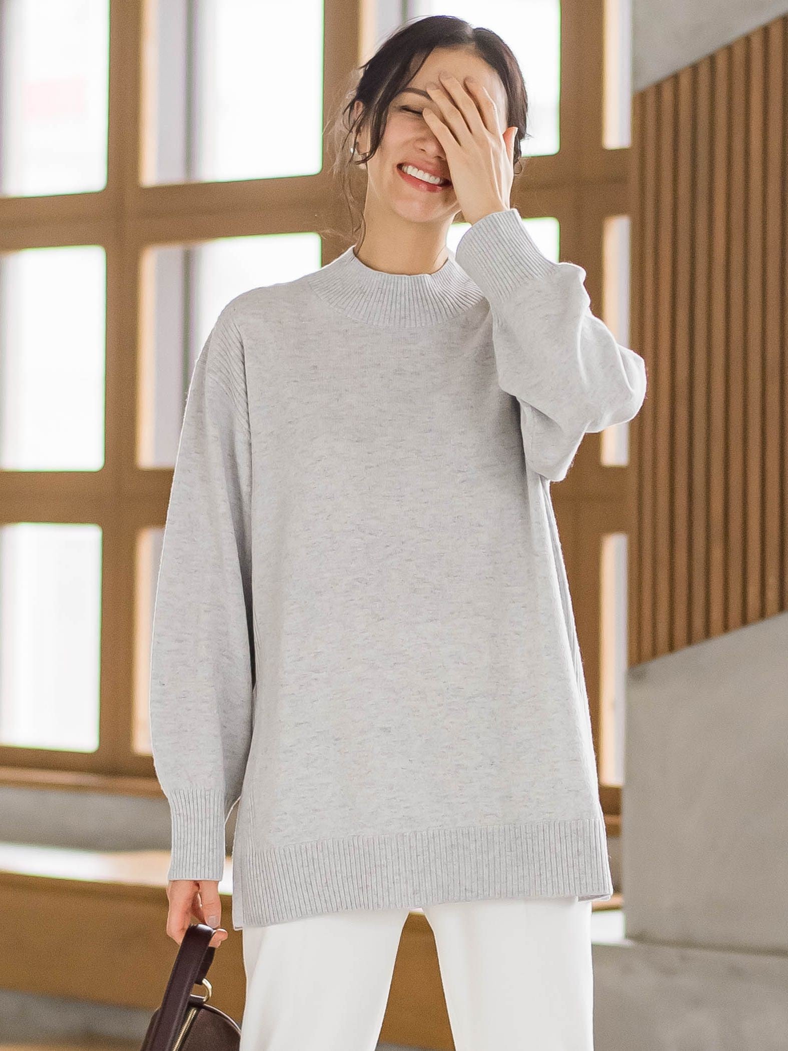 ファインメリノウールチュニックニット≪洗える≫