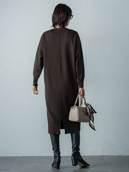 【WEB限定】Vネックニットワンピース≪丈長めあり/手洗い可能≫