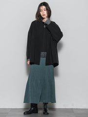 ライトジャージメルトンノーカラーミドルコート