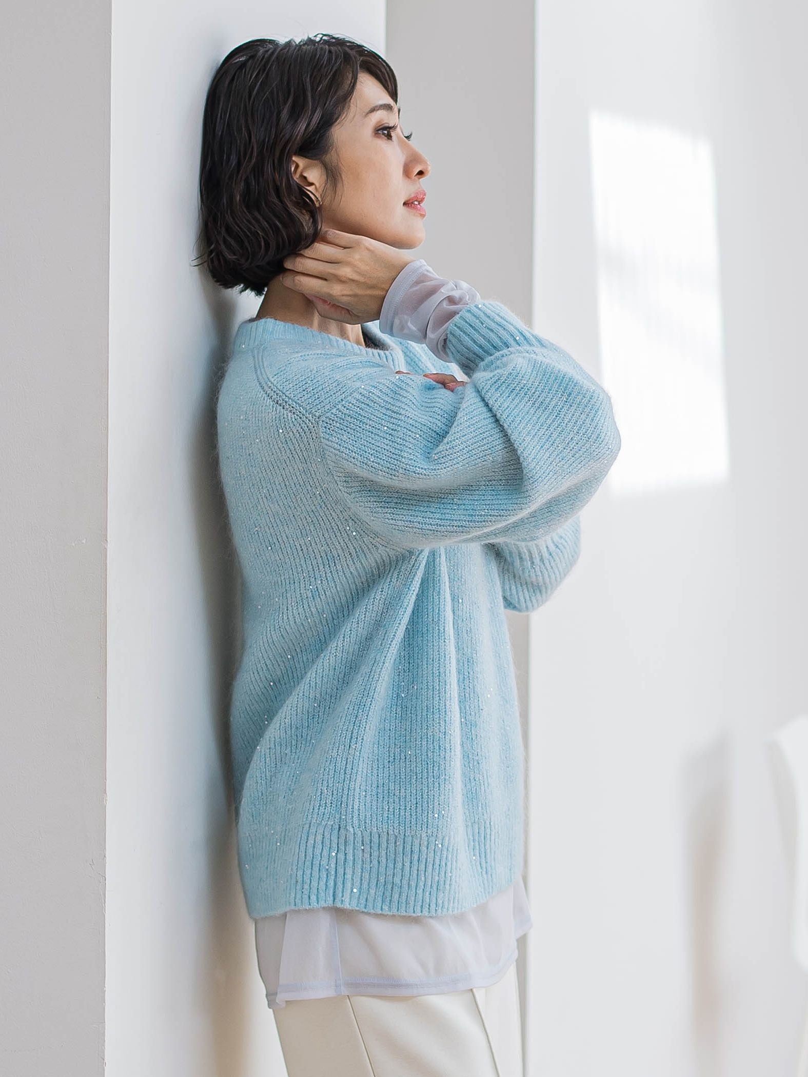 モヘヤスパンコールニット