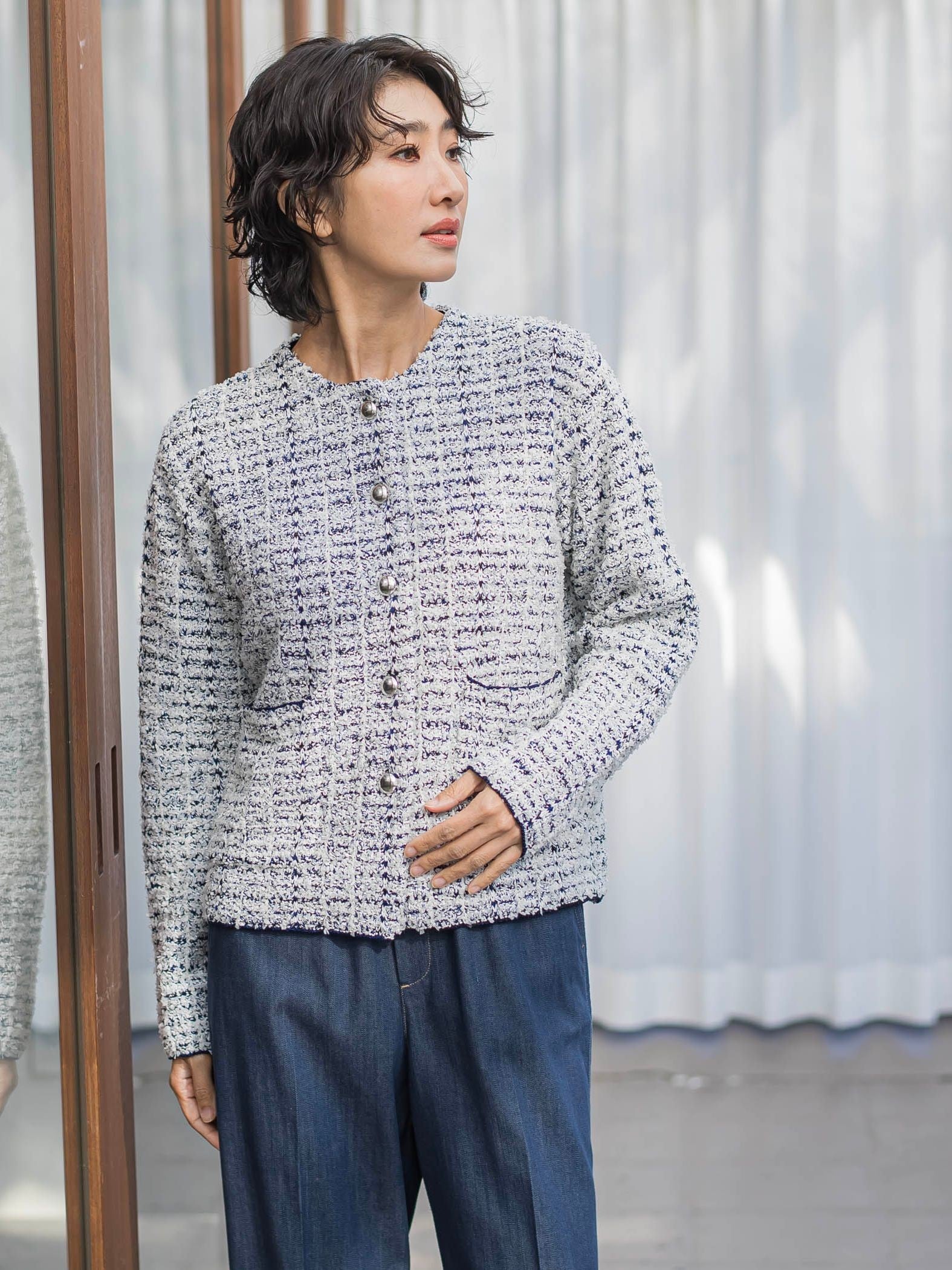 ツイードカーディガン