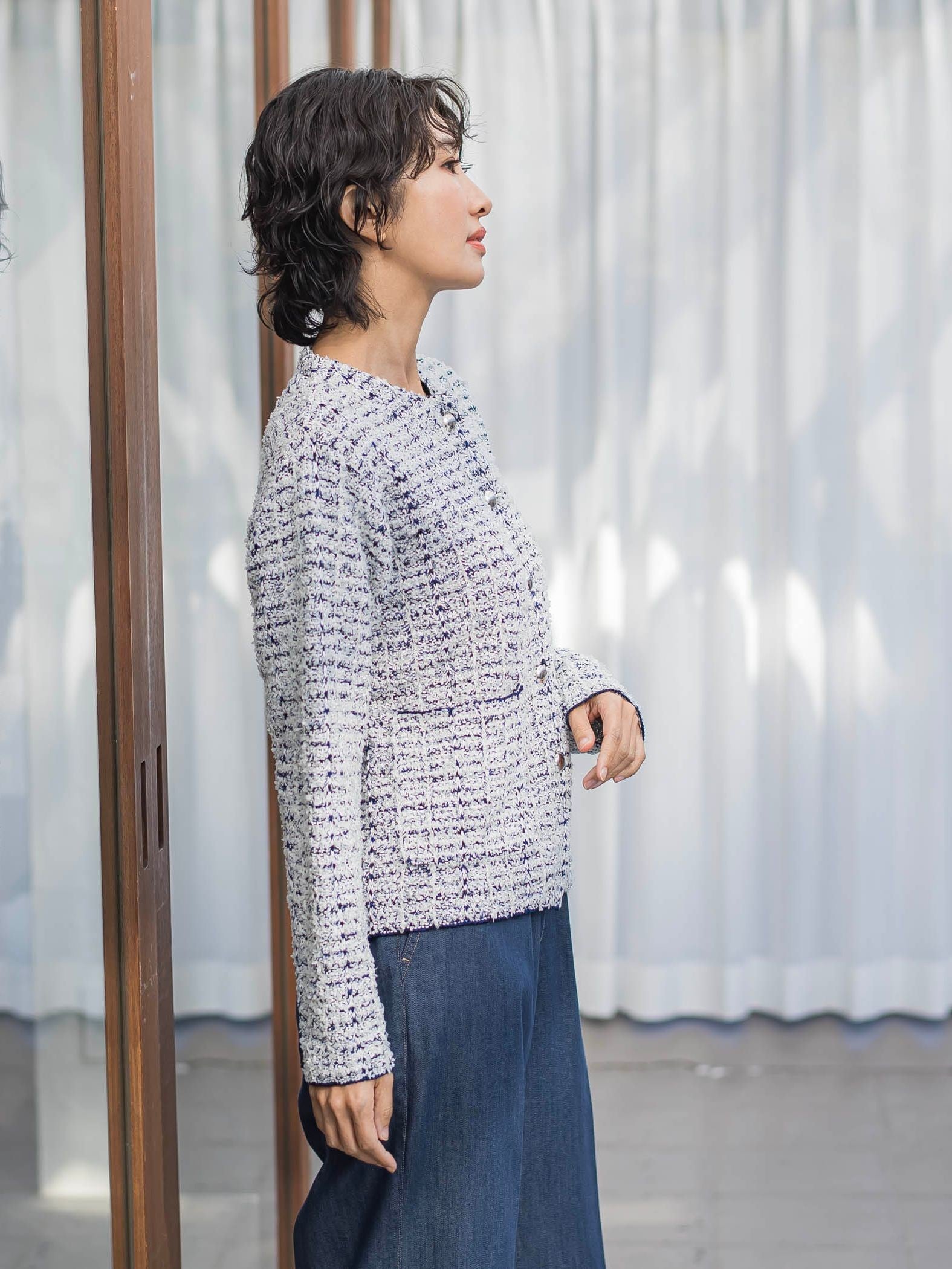 ツイードカーディガン