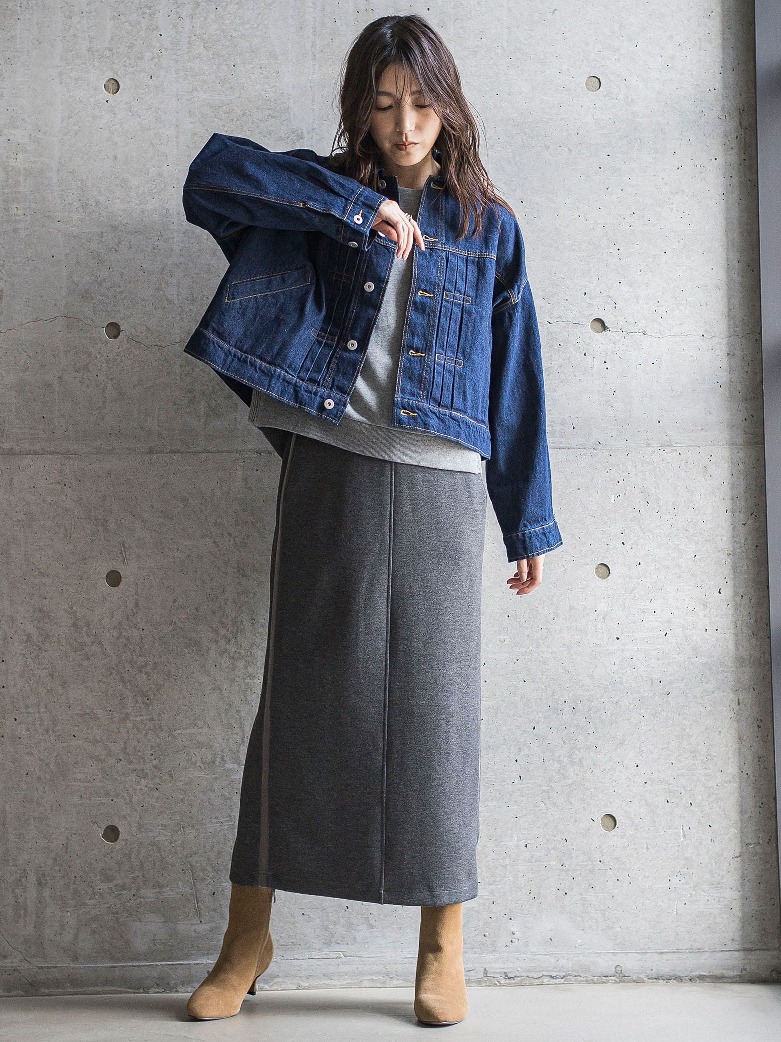 【WEB限定】デニムクロップドジャケット≪洗濯機で洗える≫