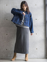 【WEB限定】デニムクロップドジャケット≪洗濯機で洗える≫