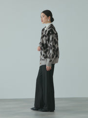 レオパードジャガードシャギーニットカーディガン