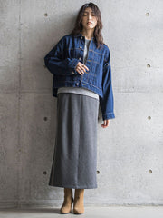 【WEB限定】デニムクロップドジャケット≪洗濯機で洗える≫