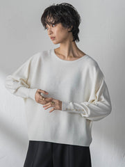 袖口ボタンドルマンニットプルオーバー≪手洗い可能≫