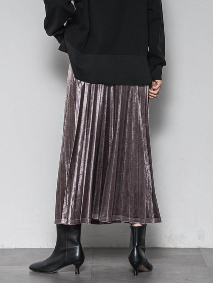 【WEB限定】ストレッチベロアプリーツスカート≪手洗い可能≫