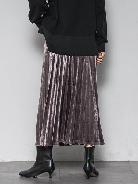 【WEB限定】ストレッチベロアプリーツスカート≪手洗い可能≫