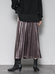 【WEB限定】ストレッチベロアプリーツスカート≪手洗い可能≫