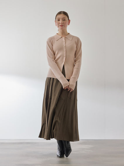 くるみボタンポロニットカーディガン≪手洗い可能≫