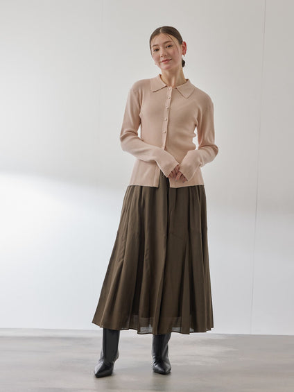 くるみボタンポロニットカーディガン≪手洗い可能≫