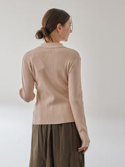 くるみボタンポロニットカーディガン≪手洗い可能≫