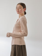 くるみボタンポロニットカーディガン≪手洗い可能≫