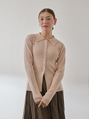 くるみボタンポロニットカーディガン≪手洗い可能≫