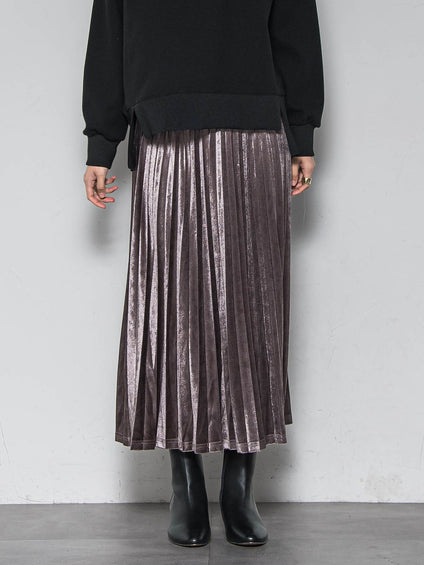 【WEB限定】ストレッチベロアプリーツスカート≪手洗い可能≫