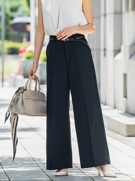 タックレスワイドチノパンツ≪洗濯機で洗える≫
