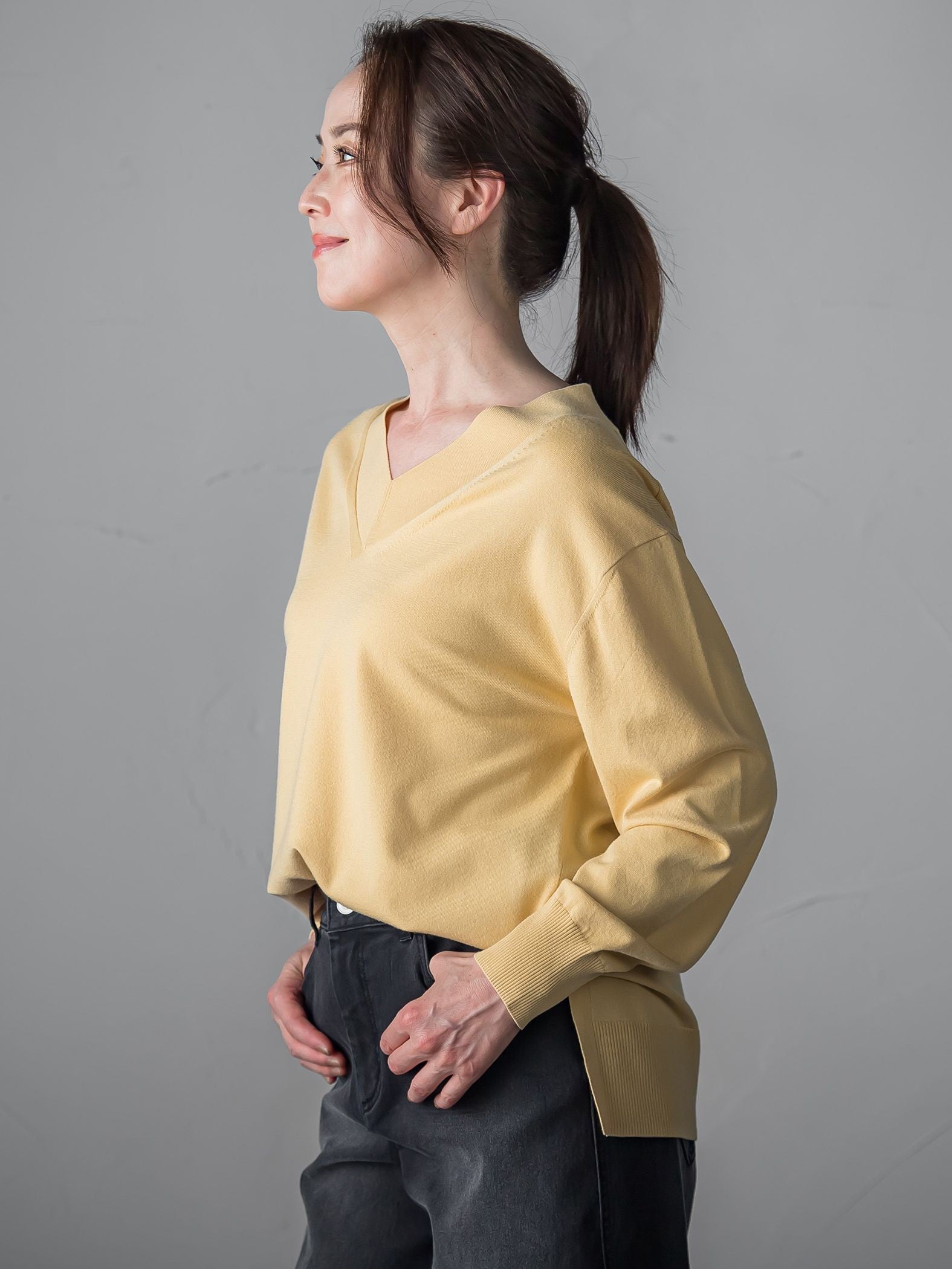 【大きいサイズ】Vネックニット≪手洗い可能≫