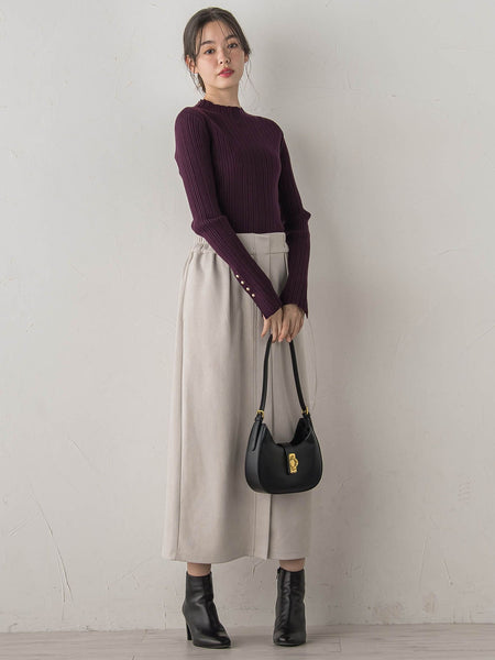 袖ボタンランダムリブニット≪手洗い可能≫