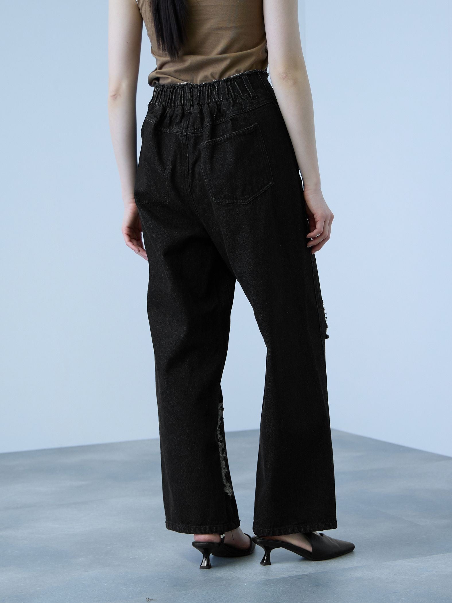 【大人の抜け感】デニムカットオフダメージパンツ