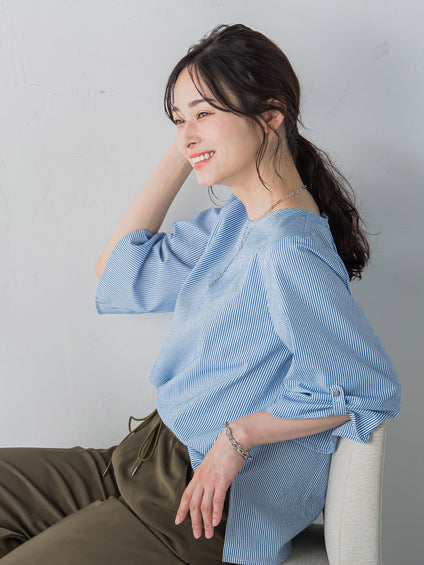 【WEB限定】クールマックスサッカーブラウス≪洗濯機で洗える≫