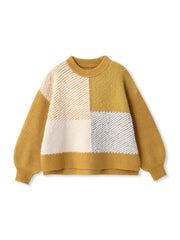 シャギージャガード切替えニット≪手洗い可能≫