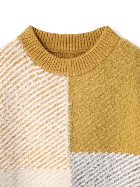 シャギージャガード切替えニット≪手洗い可能≫