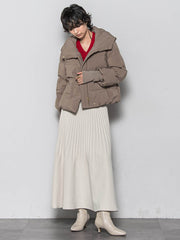 袖口リブシームレスダウンジャケット