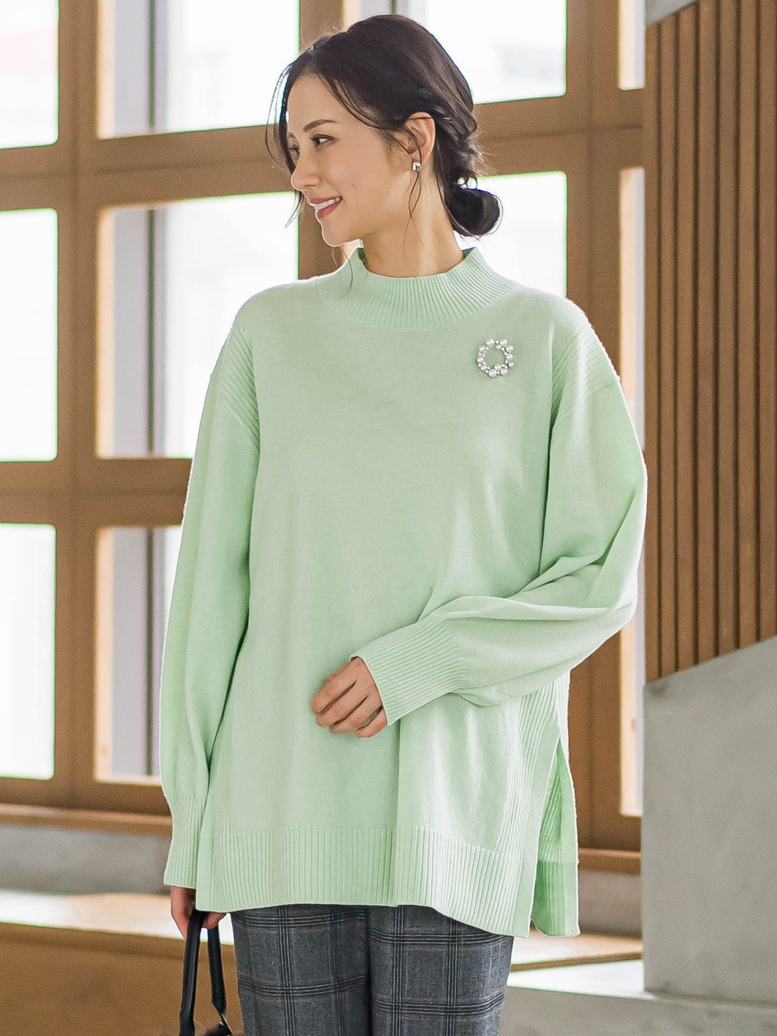 ファインメリノウールチュニックニット≪洗える≫