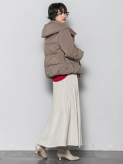 袖口リブシームレスダウンジャケット