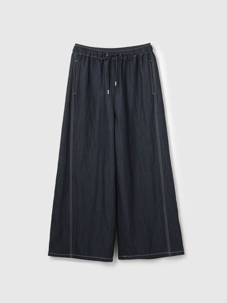 【シーズンレス】ナイロンツイルデニムイージーワイドパンツ