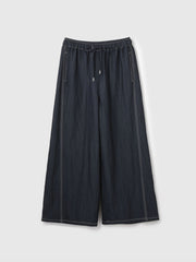 【シーズンレス】ナイロンツイルデニムイージーワイドパンツ