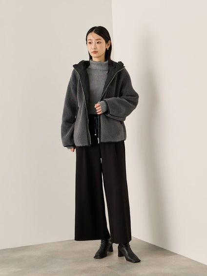 ベロアリボンダンボールセミワイドパンツ≪手洗い可能≫