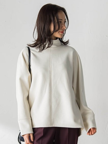 【WEB限定】裏毛布スタンドネックプルオーバー≪毛玉防止・ストレッチ≫