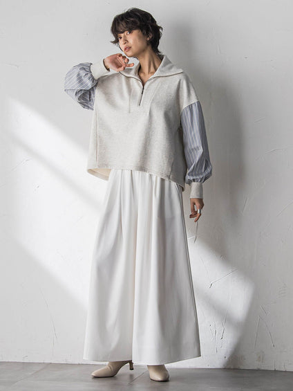 シャンブレーイージーキュロットパンツ≪手洗い可能≫