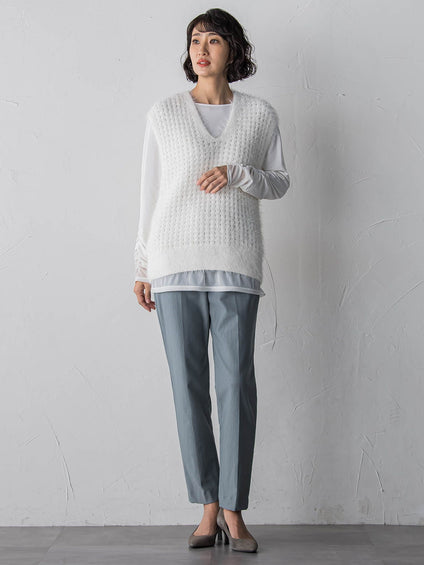 透かしフェザーニットジレ