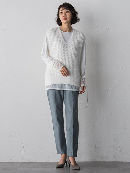 透かしフェザーニットジレ