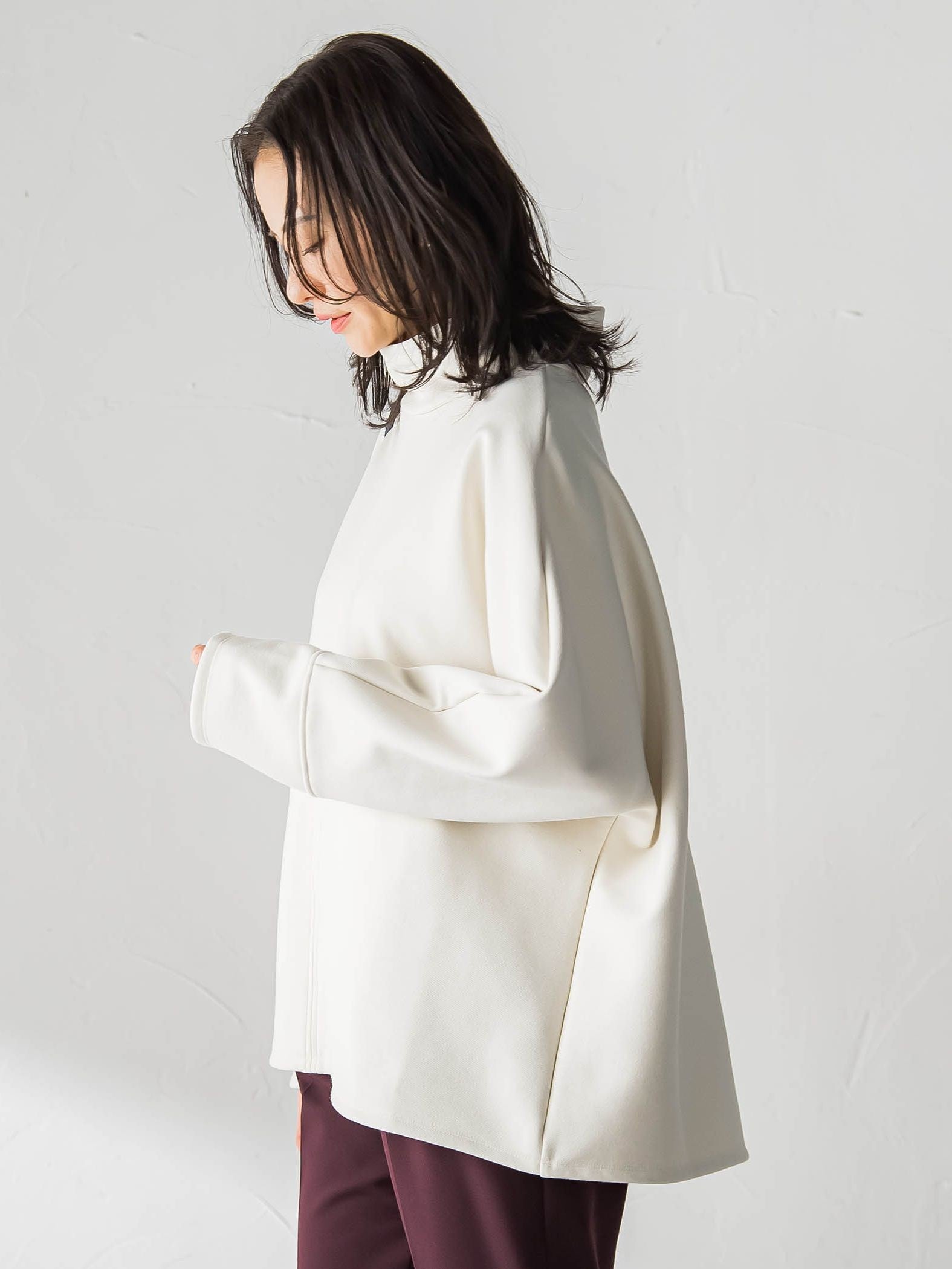 【WEB限定】裏毛布スタンドネックプルオーバー≪毛玉防止・ストレッチ≫