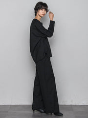 【一瞬で楽とキレイを叶える】裏起毛2WAYネックブラウス≪手洗い可能≫