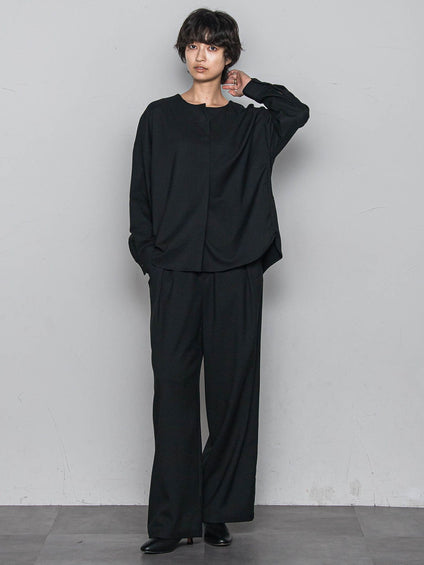 【一瞬で楽とキレイを叶える】裏起毛2WAYネックブラウス≪手洗い可能≫