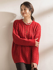 【WEB限定】ケーブル柄編みニット≪洗える≫