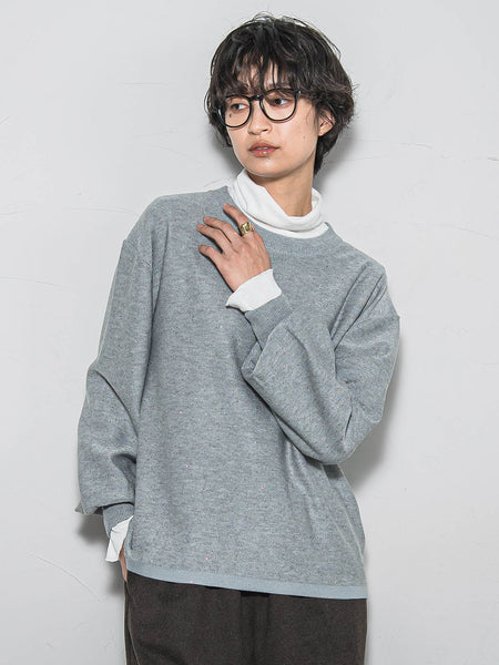 ミニスパンコールクルーネックニット≪手洗い可能≫