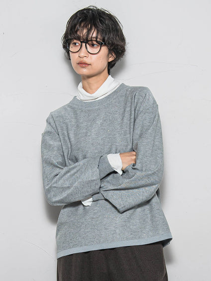 ミニスパンコールクルーネックニット≪手洗い可能≫