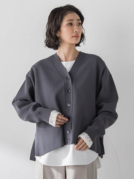 袖口レース切替カットソー