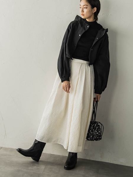 型押しジャガードタックフレアスカート≪手洗い可能≫