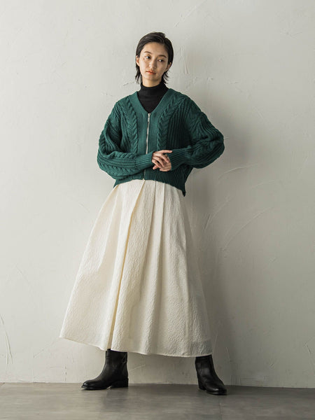 型押しジャガードタックフレアスカート≪手洗い可能≫