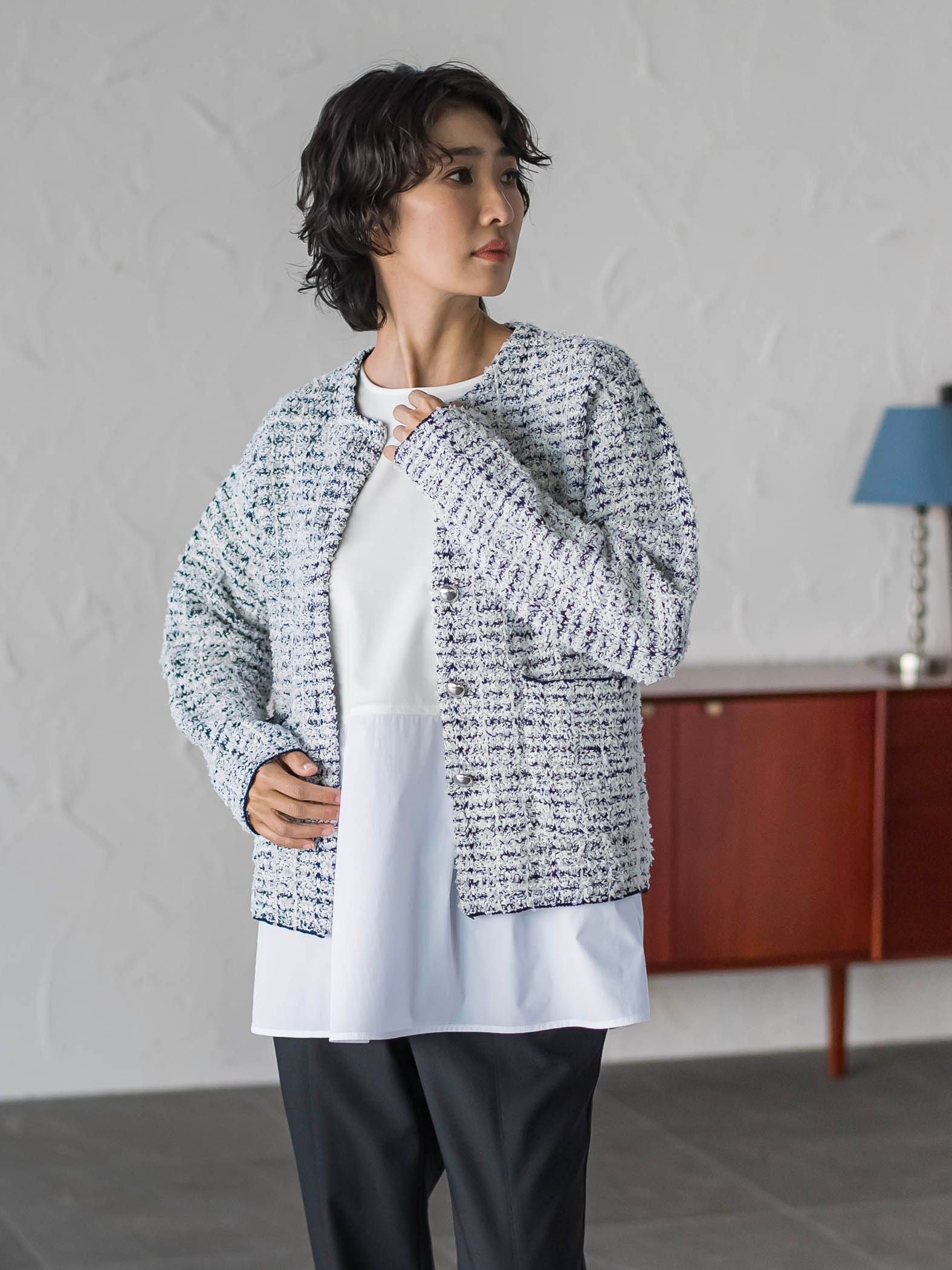 ツイードカーディガン