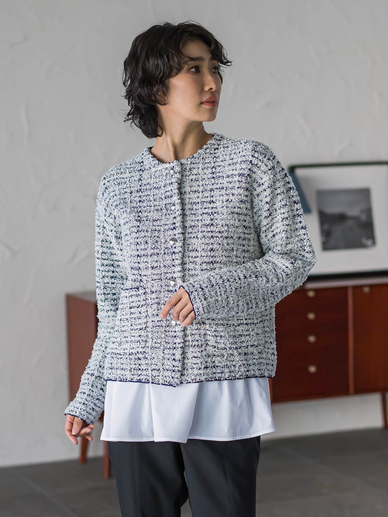 ツイードカーディガン